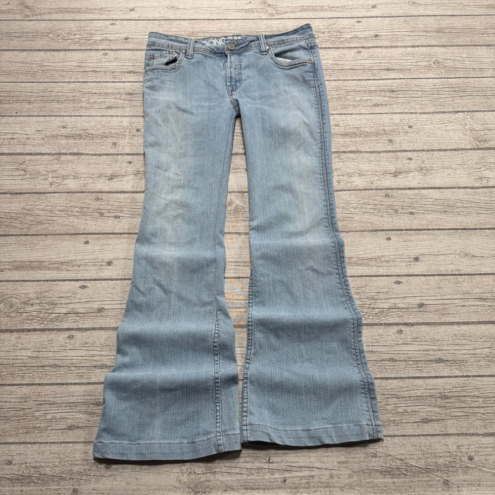 Bongo Miami Jeans Women's 11 Blue Light Wash Regular Rise Flare Leg Bell Bottoms